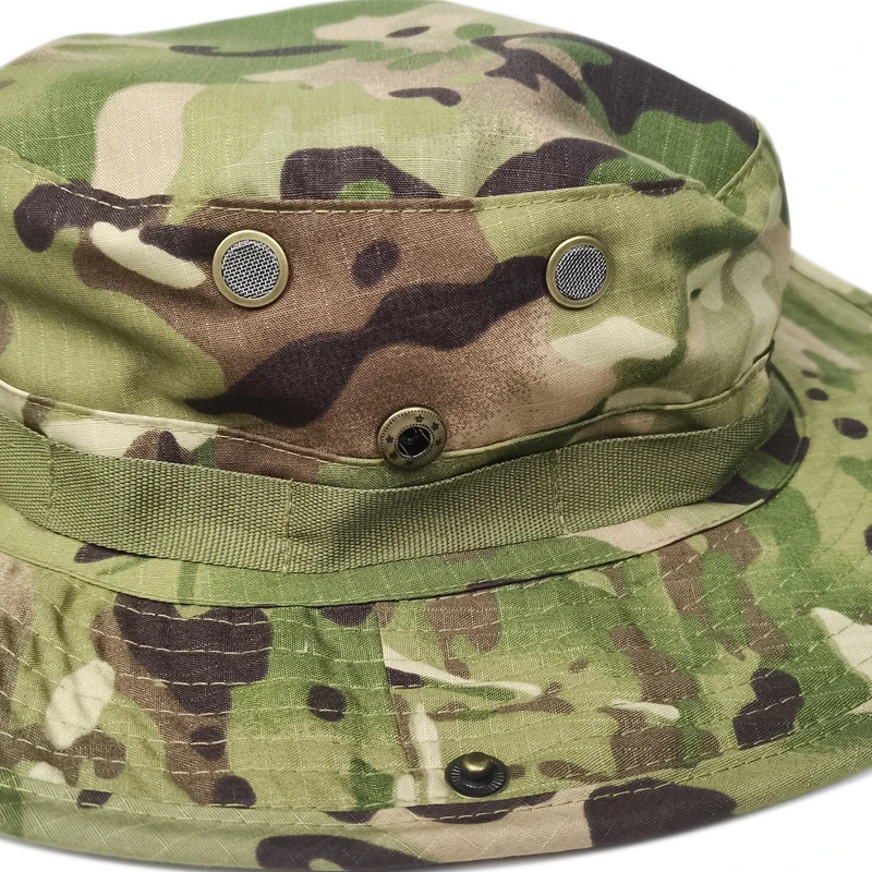Cappello Boonie mimetico a tesa larga Uomo Donna Cappello da sole Escursionismo all'aperto Pesca Caccia Berretti sportivi Cappello morbido pieghevole - immagine 2