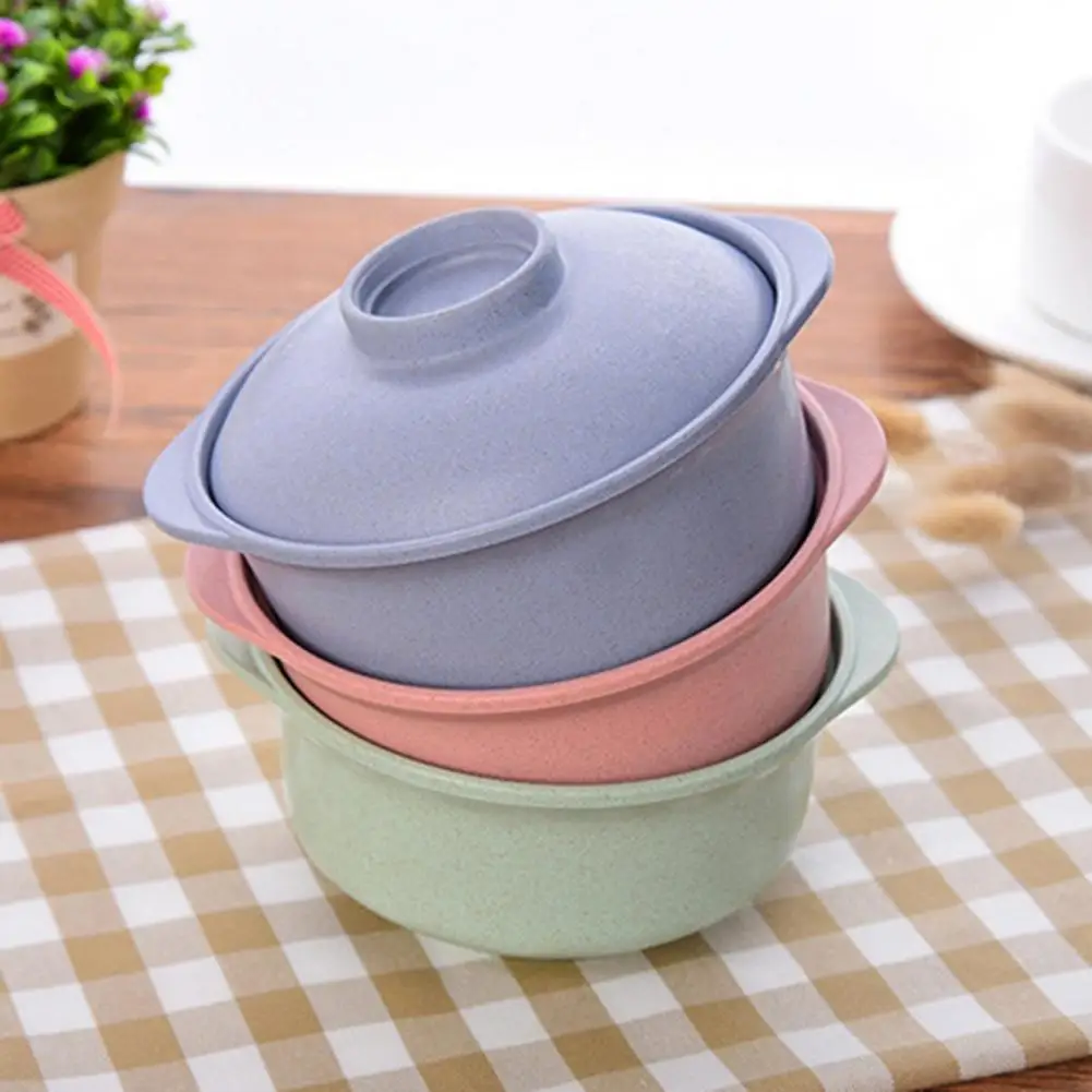 Useful Instant Noodles Bowl Easy Clean Soup Container Lightweight with Lid PP Nordic Style Soup Bowl