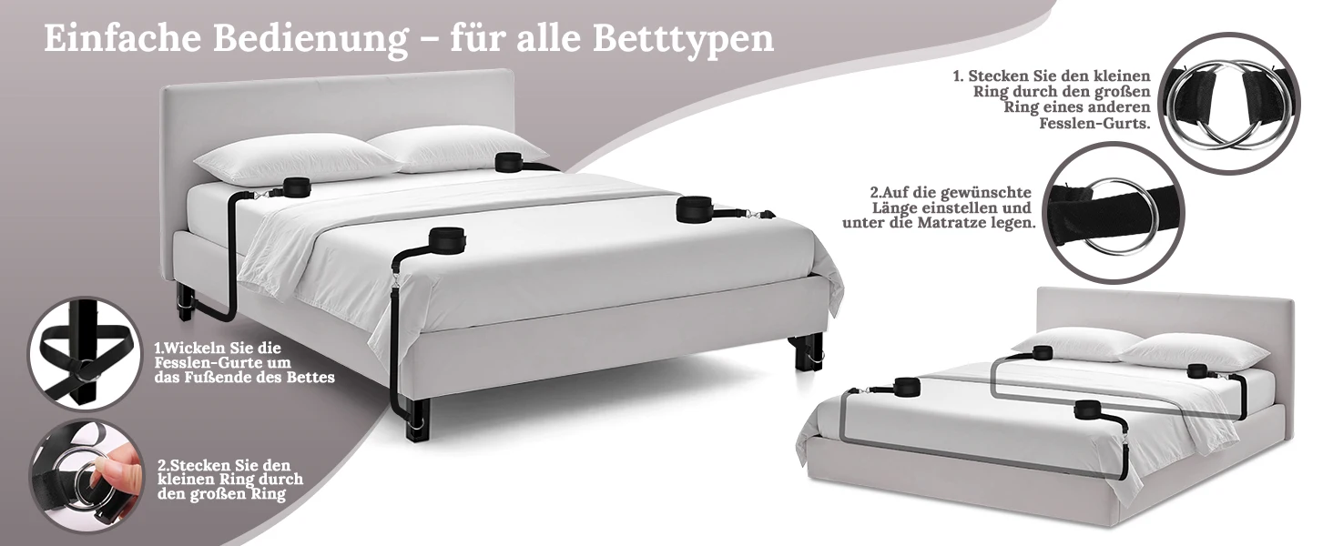 Technische Diagrammsequenz, die eine weiße Matratze oder ein weißes Bettwäsche-Produkt mit detaillierten Abbildungen der technischen Daten und Pfeilen zeigt, die die Merkmale angeben.