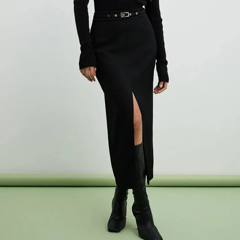 

Women Elegant Black Skirt High Waist Casual Solid Color Sexy Fashion Elegant All-MatchSimple Simple Skirts Spring Summer