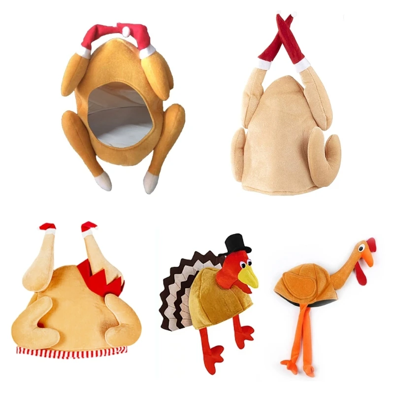 

Funny Plush Stereo Turkey Hat Teens Thanksgiving Photoshoot Tool Christmas Hat