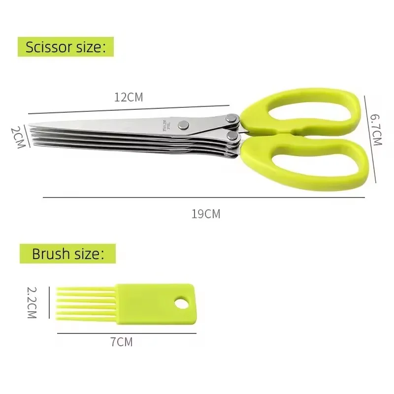 Muti-Layers Kitchen Scissors Stainless Steel Vegetable Cutter Scallion Herb Laver Spices cooking Tool Cut Kitchen Accessories