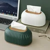 High Quality Nordic Striped Tissue Box Holder Toilet Paper Box Table Napkin Holder Car Tissue Paper Dispenser Home Decoration 1