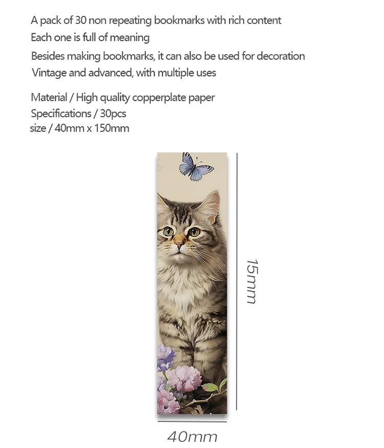 30 stücke japanische Katze Lesezeichen Cartoon niedlichen Tier Dekoration Lesen Seite Mark Lesezeichen Seite Inhaber Student liefert Nachrichten karte – Detail 2