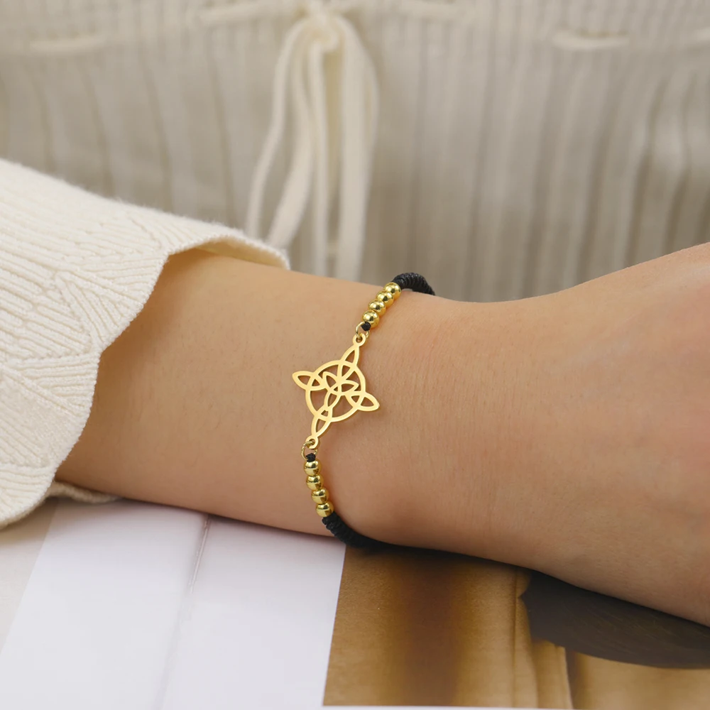 Dawapara Triquetra Hexenknoten-Armband, Celtics Glückssymbol, irischer Dreifaltigkeitsknoten, Talisman, Edelstahl, Paarschmuck – Detail 8
