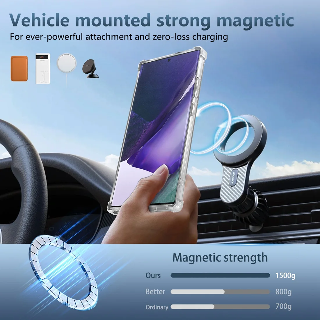 Clear Phone Case with 360° Rotating Ring and Magnetic Kickstand