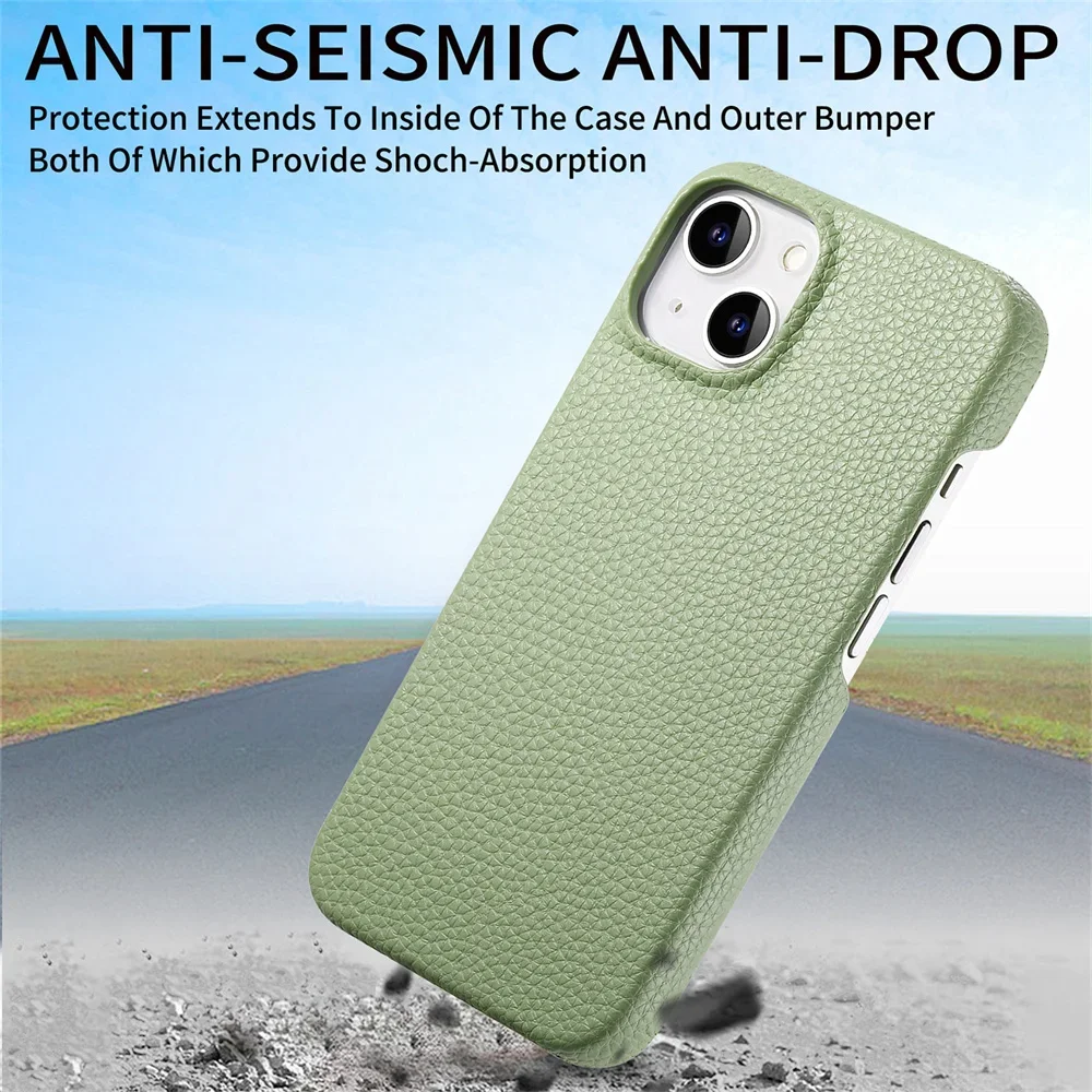 Luxury Litchi Grain Leather Shockproof Frameless Slim Phone Case