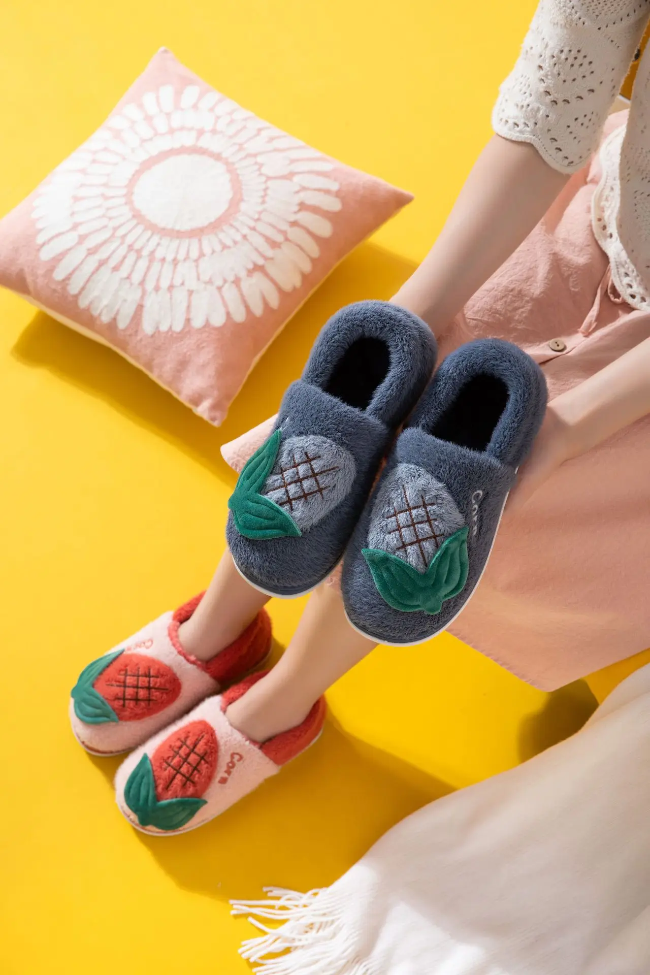 Warm winter woman slipper Fluffy slippers Contton Plush Shoes maize House Non slip Grip Female Kawaii Plush Cozy gift indoor