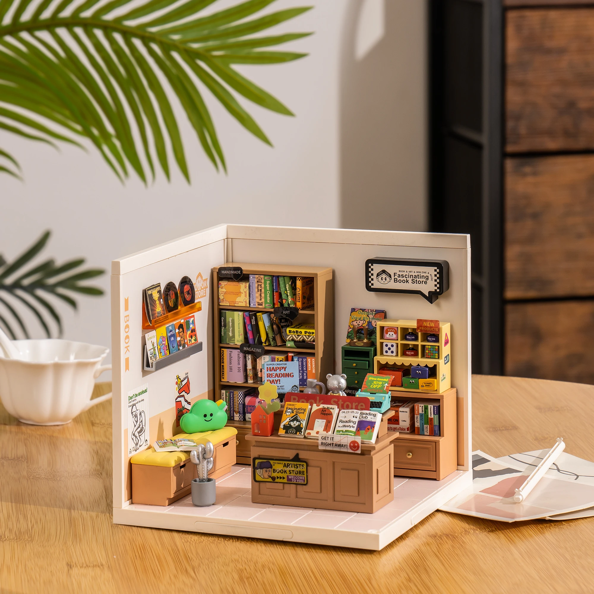 Diy Mini Maison de Poupée De Ville Avec Meubles Librairie Enfants Adulte  Miniature Maison de Poupée En Bois Kits De Cuisine Jouet Cadeau Ds