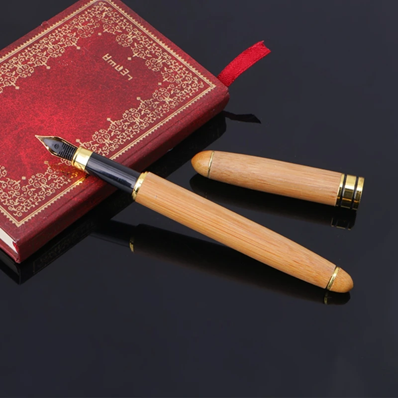 1PC 대나무 만년필 고급 펜촉 부드러운 쓰기 잉크 최고의 선물 사무용품