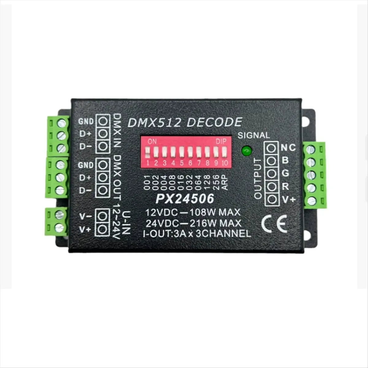 《공장 직판》PX24506 DMX512 디코더 드라이버 DMX512 3CH X 3A 증폭기 108W-216W12V 24V DC LED 컨트롤러(RGB LED 스트립 조명용)