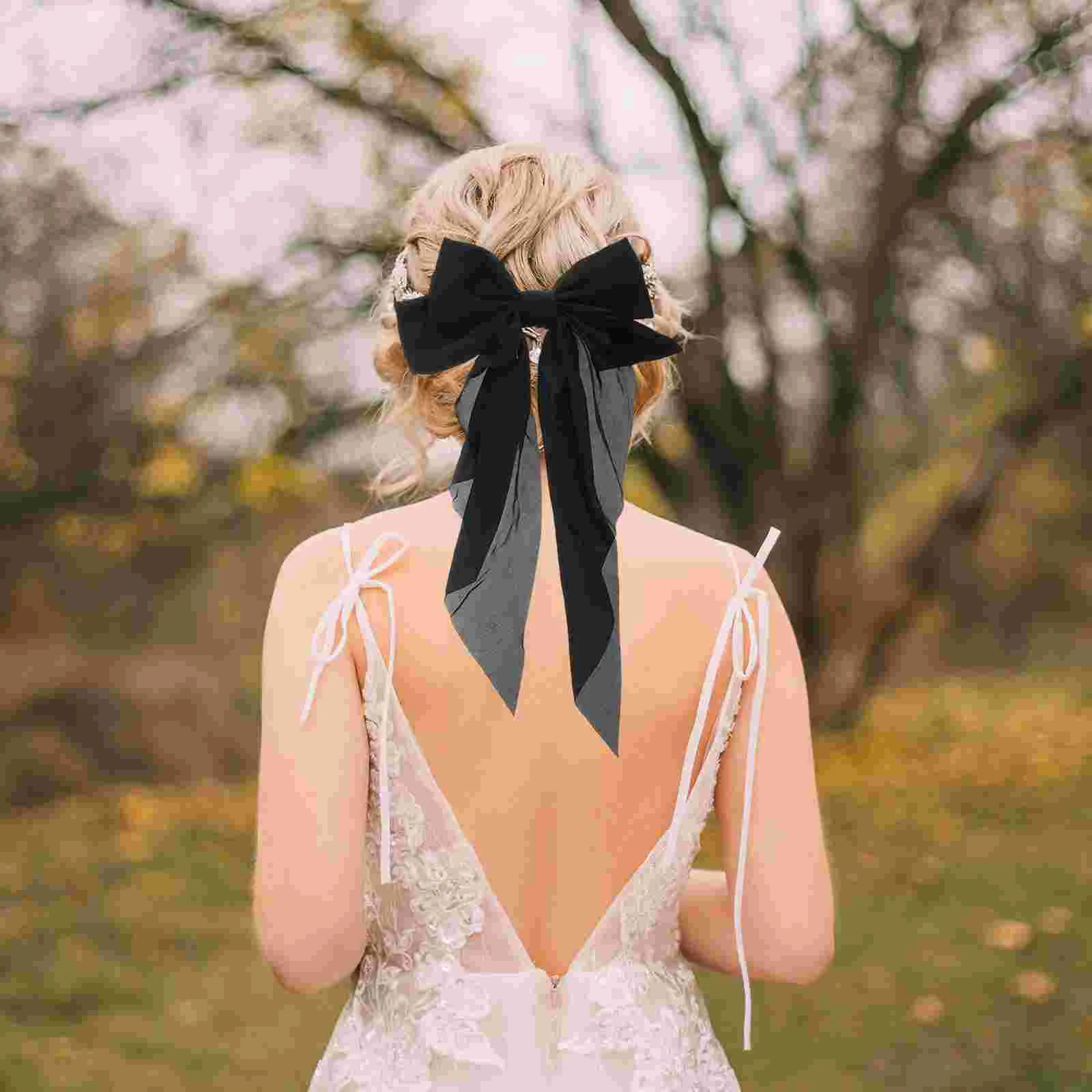 

2 Pcs Spring Big Bow Hair Clip Miss Tiara Ribbon Barrettes Fabric Bows for Women
