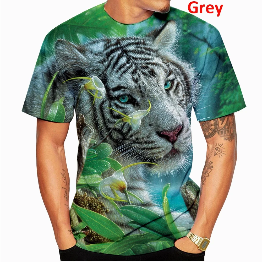 Camisetas en torno al cuello divertidas con estampado de tigre 3D