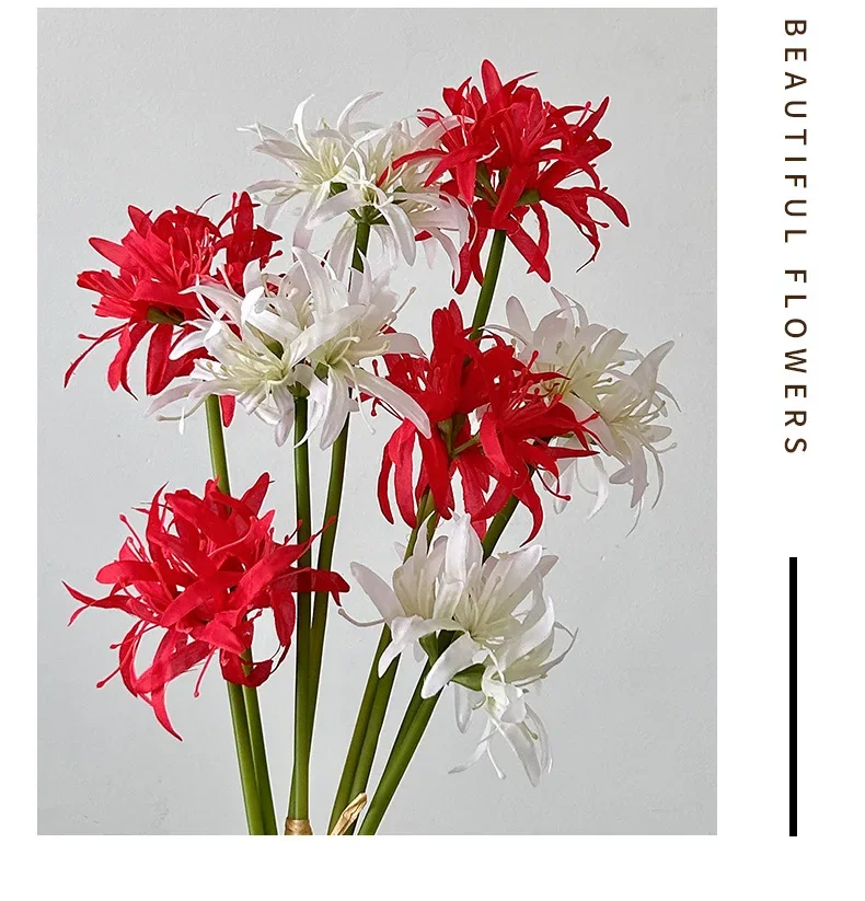 19,7 Zoll künstliche rote Spinnenlilienblumen für Hochzeitslocken-Dekoration, Hanfu-Fotografie-Requisite – Detail 12
