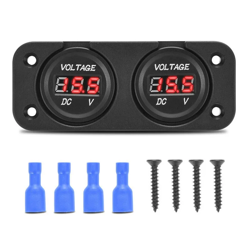 DC 12V/24V 디지털 전압계 방수 자동차 듀얼 배터리 LED 디지털 전압계 보트 전압 해양 게이지