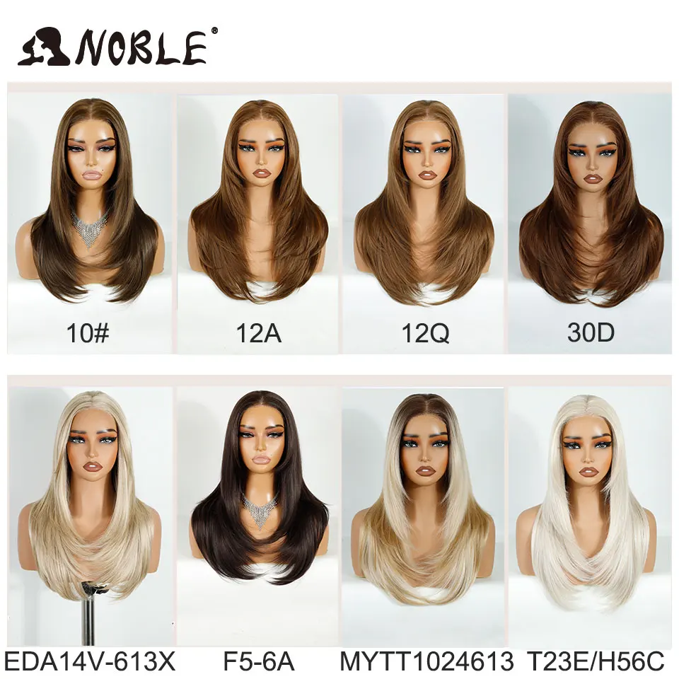 Noble Synthetic Lace Front Wigs For Women Straight Pre Plucked Layered Wig 13x3 Frontal Wigs Ombre Blonde White Cosplay Lace Wig