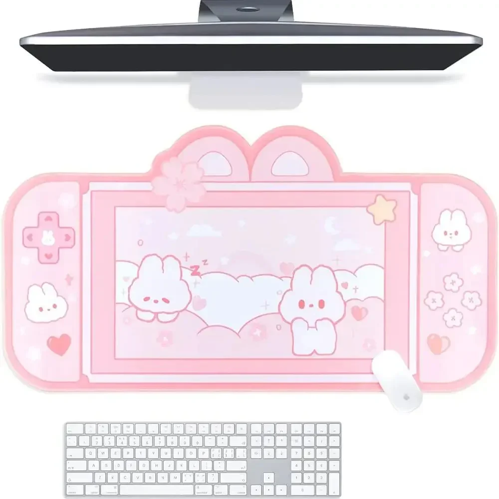 Kitty Mouse Pad Desk Pad Ns Switch Tastiera Gaming Xxl Tappetino Grande Bunny Mousepad Pink Kawaii Cute Anime Desk Blotter Protector