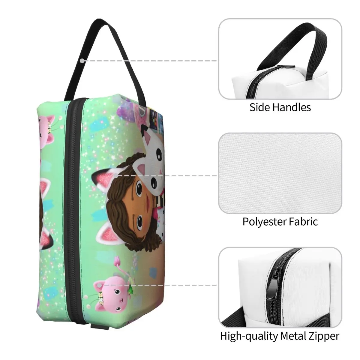 Custom Fashion Gabbys Dollhouse Travel Toiletry Bag for Gabby Cat Pandy Paws Makeup Cosmetic Organizer Beauty Storage Dopp Kit 3