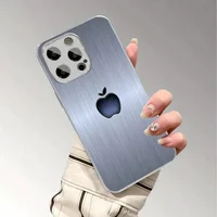 For iPhone Case for X/XS /XS MAX/XR / 11/12/13/14/15/16/17 Pro MAX Plating Silver “silver apple ” Toughened Glass Design - Image 2