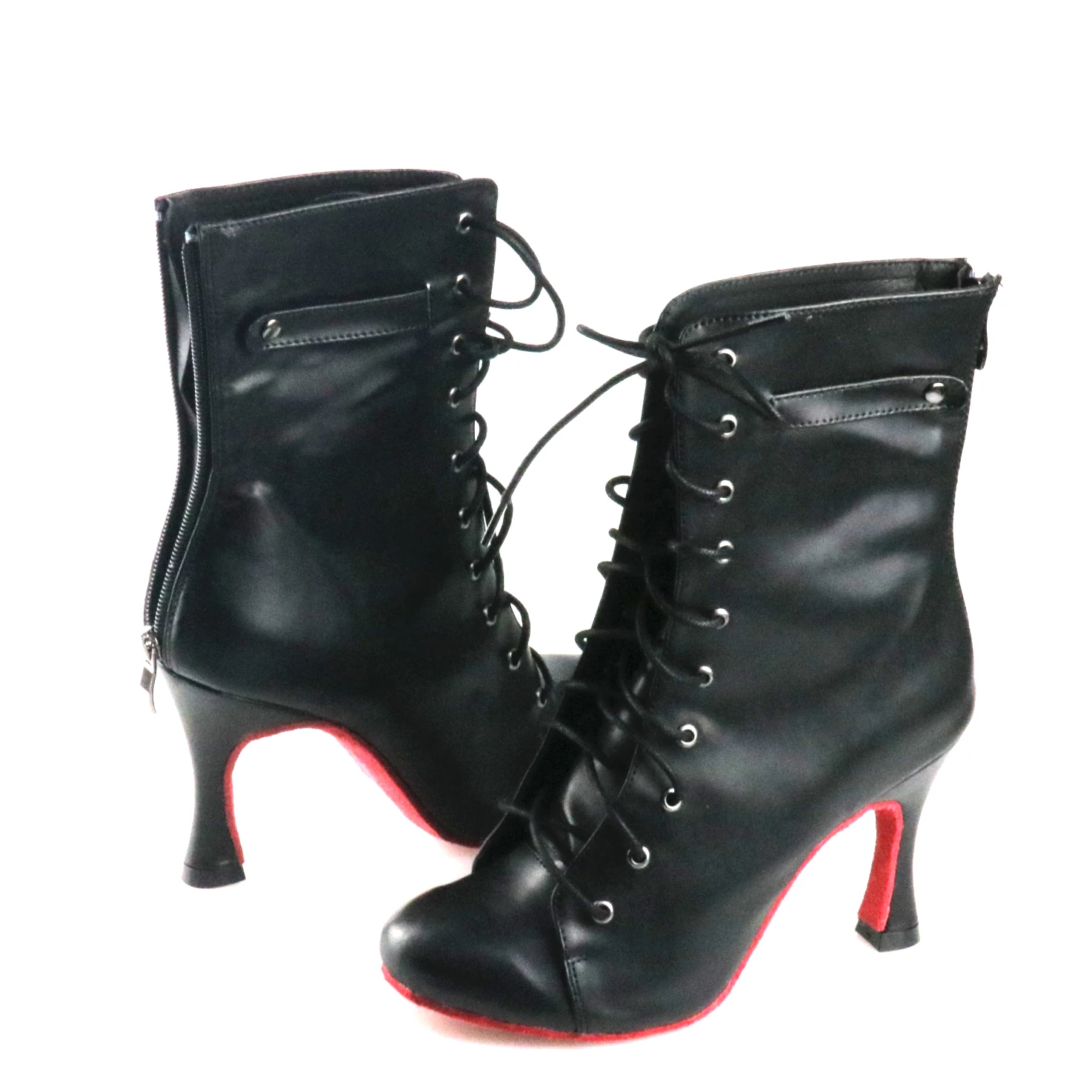 Women's Latin Shoes Black Suede Dance Shoes Tango Shoes High Heels Women's Party Shoes Red