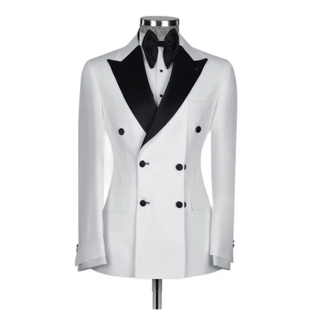 

Front Split Men Suits Slim Fit Peaked Lapel Blazer Tailored Made Double Breasted Party Prom Coat Pant Tuxedos Wedding Male Sets