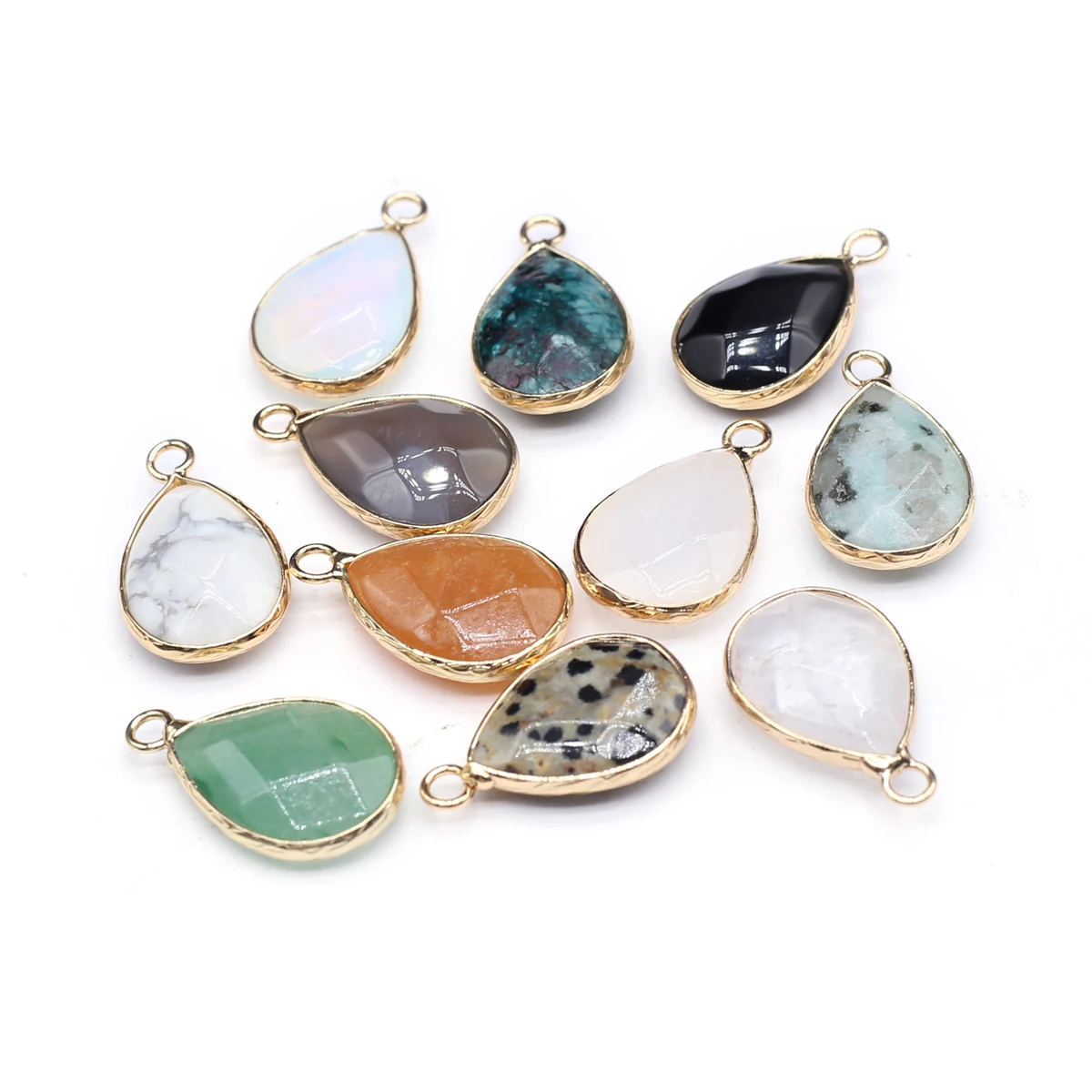 

10 Pcs Water Drop Shape Faceted Random Healing Crystal Stone Pendants Agate Charms for Making Jewelry Necklace Gift