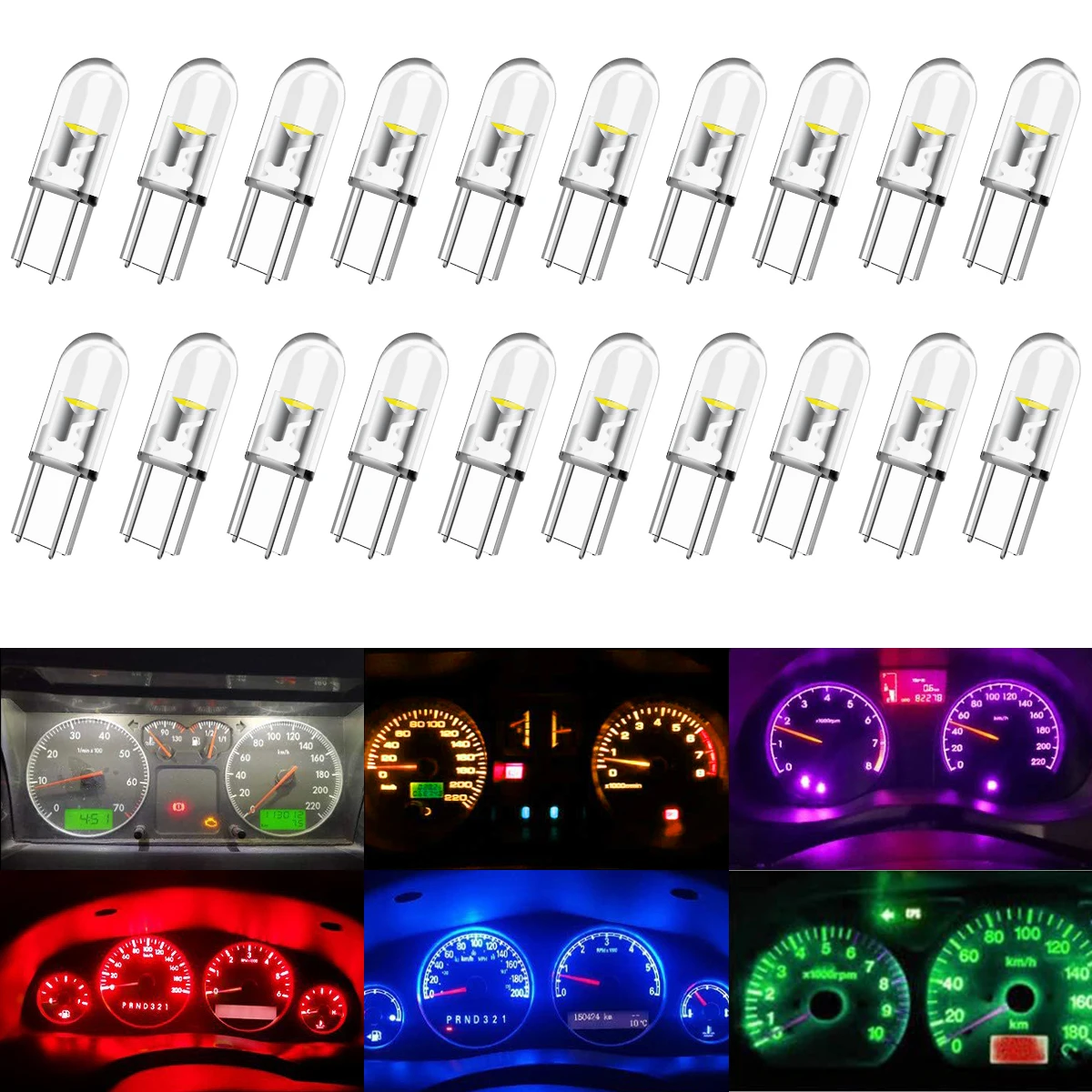 

10/20PCS New T5 LED W3W W1.2W 74 286 Super Bright cob Lights Wedge Dashboard Gauge Car Warning Indicator Instrument Cluster Lamp