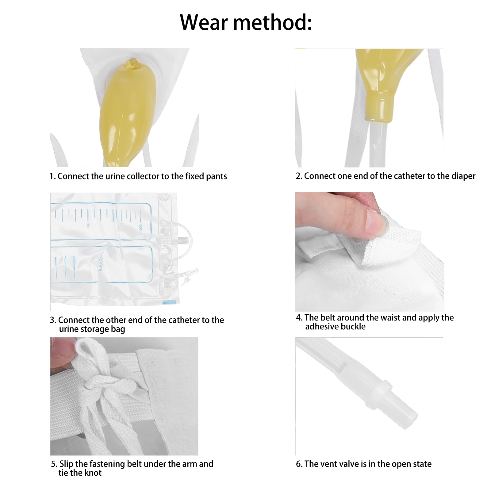Men Urinal 1000ml Male Urination Device Funnel Urine Collector Bag For Elderly Bedridden Patient portable urinal male urine collector