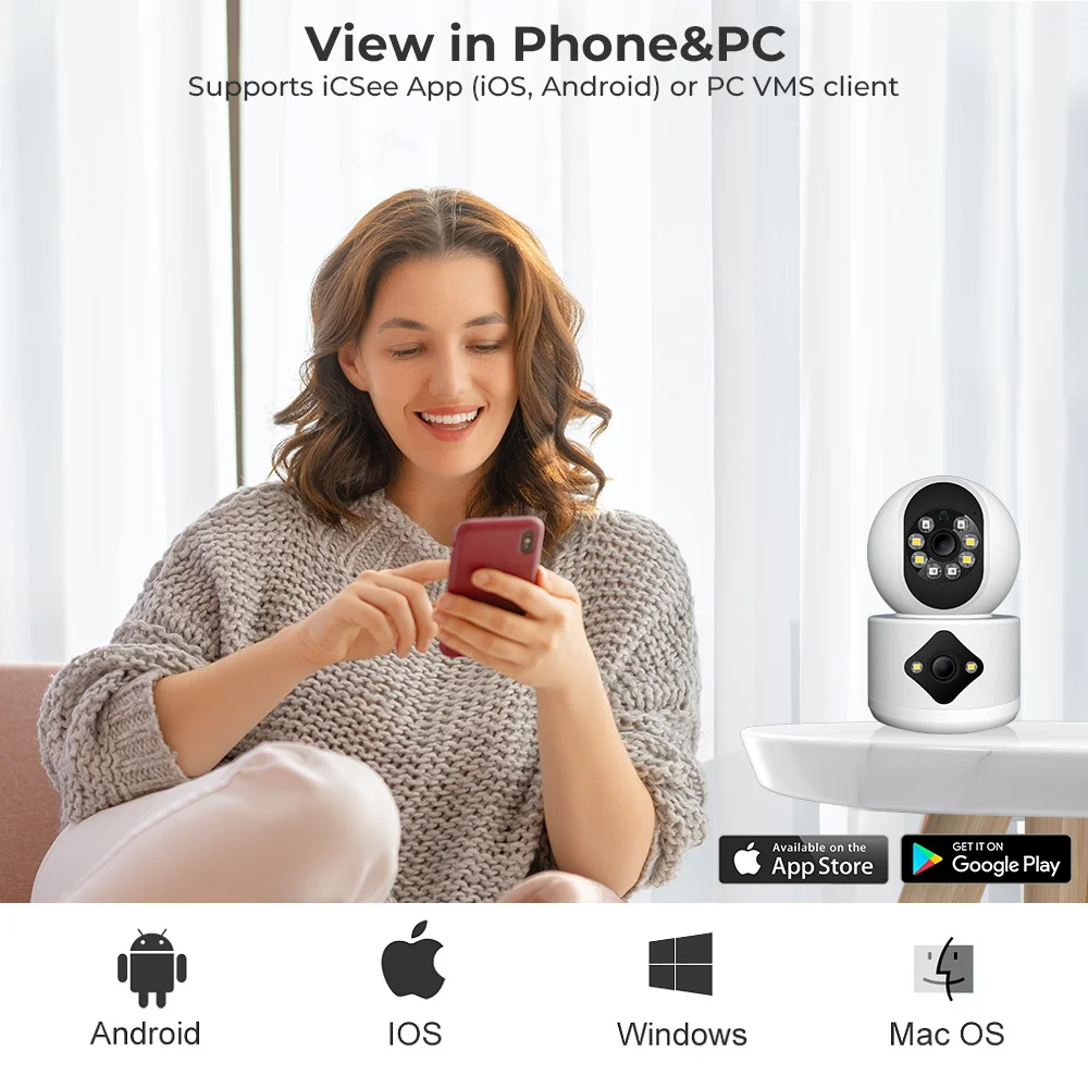 IP-камера видеонаблюдения ANBIUX, 4 МП, Wi-Fi, с двумя объективами |  AliExpress