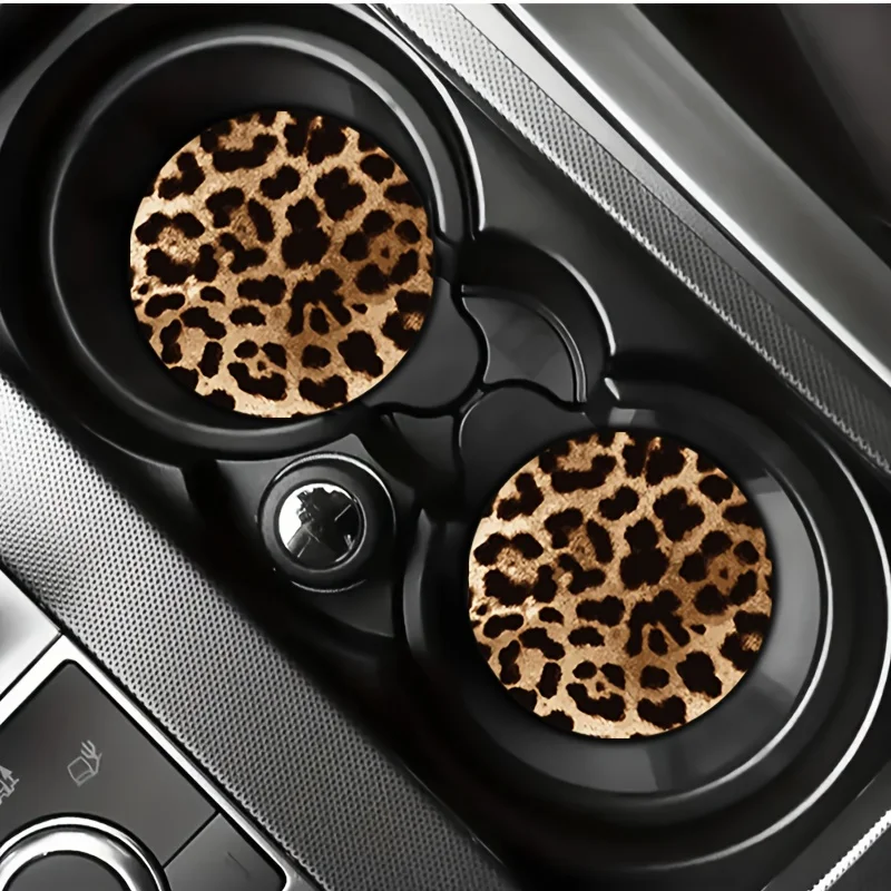 Leopard Print Soft Rubber Coaster Set - 2PCS