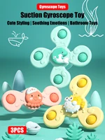 3Pcs/Set Baby Bath Toys Funny Bathing Sucker Spinner Suction Cup Cartoon Rattles Fidget Educational Toys For Children Boys Gift 1