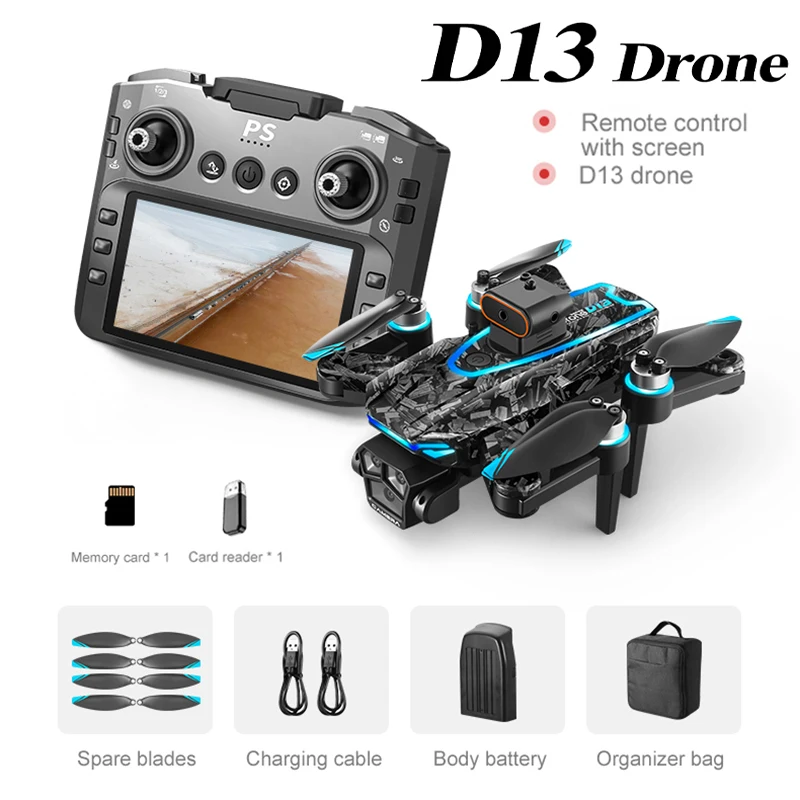 New D13 FPV Drone 4K Professional HD 360° Dual Cameras 5G WIFI Brushless Motors Obstacle Avoidance Foldable Quadcopter Dron Toys
