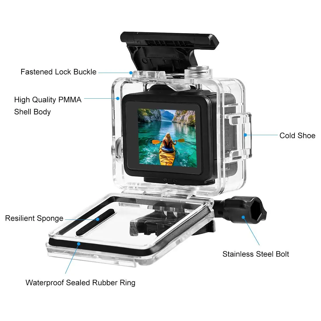 PULUZ for GoPro HERO 4K 2024 60m / 196ft Diving Case Waterproof Housing Protective Case with Buckle Basic Mount & Screw
