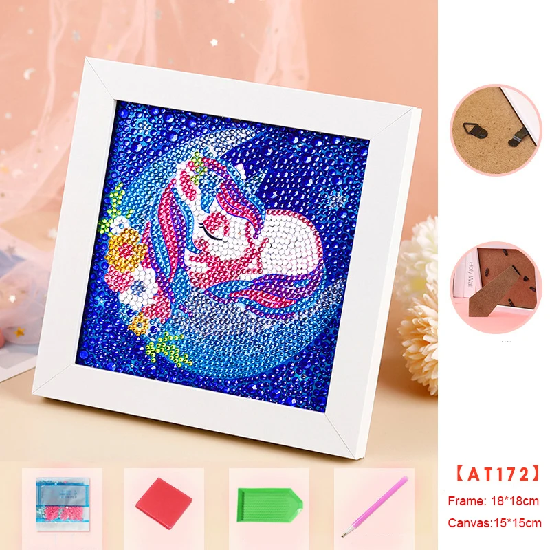 5D Unicorn Diamond Painting by Number Kits for Kids DIY Mosaic Crafts Easy Diamond Embroidery Paintings Pictures with/ No Frame 