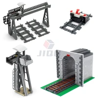 City Traffic Lamp Signpost Railway Barrier Building Blocks MOC Street View Accessories Bricks Speed Limit Indicator Warning Toys 3