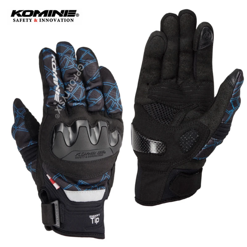 Komine Carbon Fiber Motorcycle Gloves Men 3d Summer Mesh Breathable