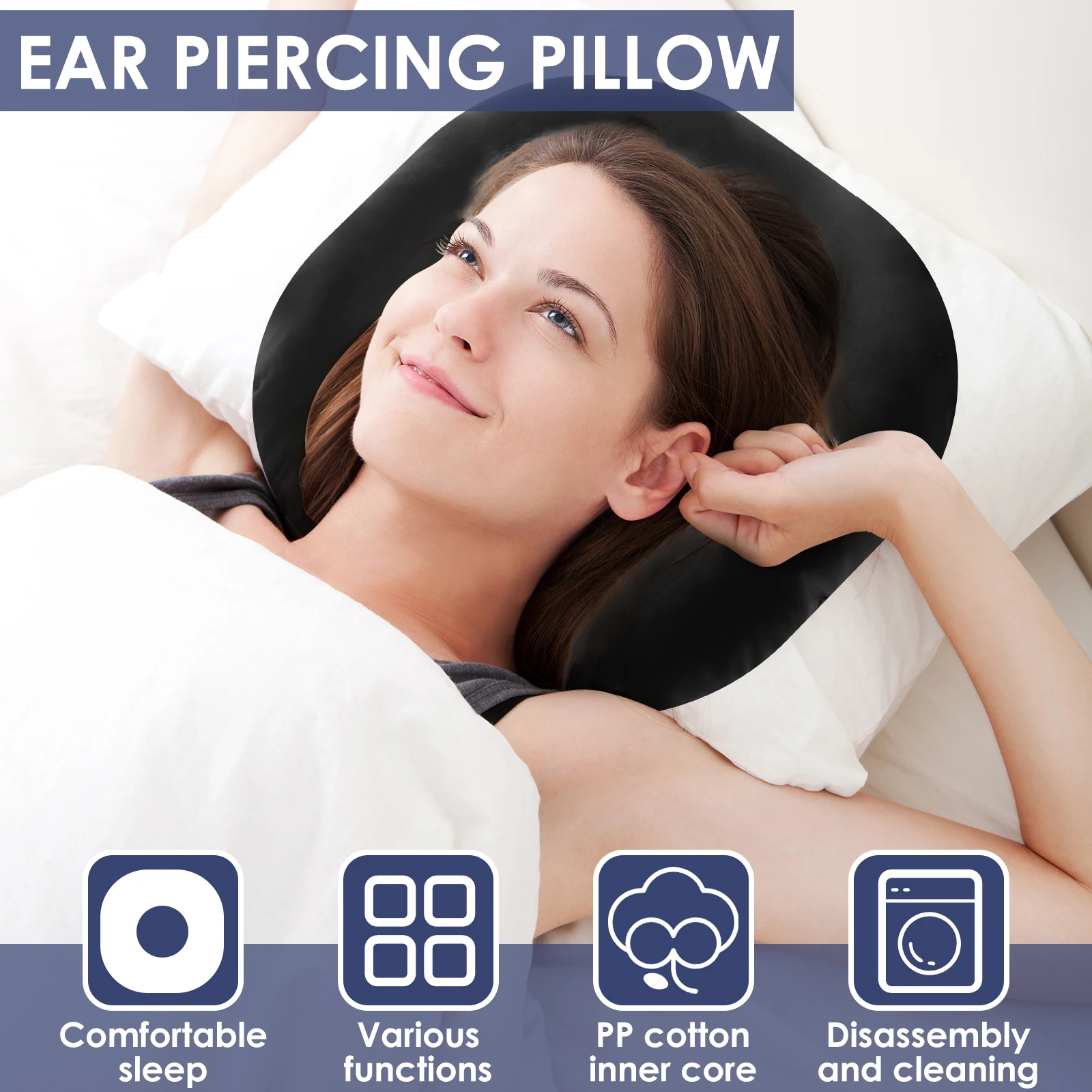 Cotton Ear Piercing Pillow for Side Sleepers Relief