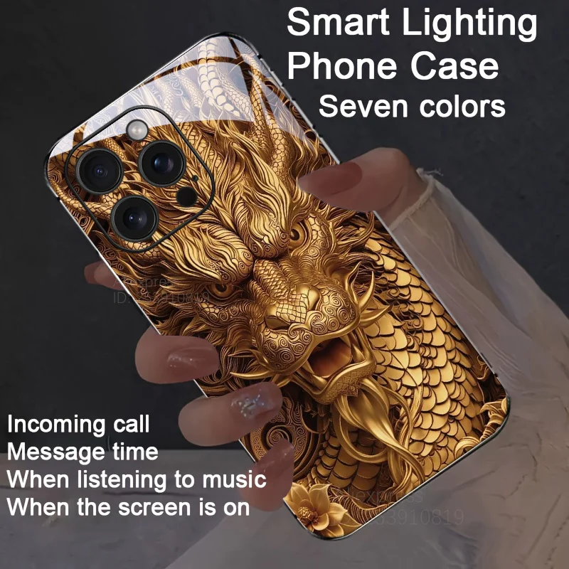 Flame Dragon Illuminated LED Glass Phone Case