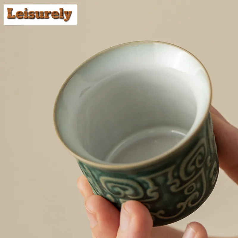 Chinese Sanxingdui Culture Portable Travel Teaset Kit Zen Tea Maker Teapot And Cups Outdoor Portable Leather Bag Tea Accessories