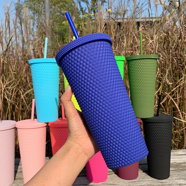 710ML24OZ Large Capacity Cup Fully Studded Matte Tumbler Reusable