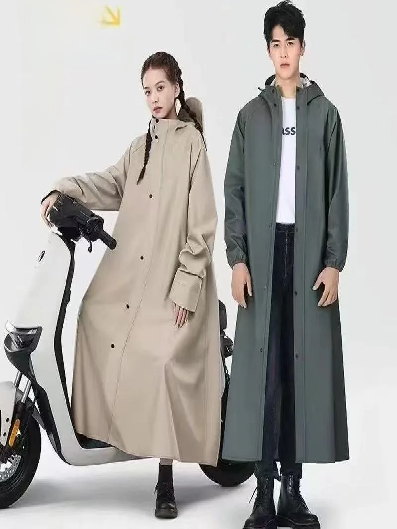 오토바이, 전기차 배달 라이더를 위한 긴 기장의 남녀공용 레인코트, 폭우에도 안전한 보호복