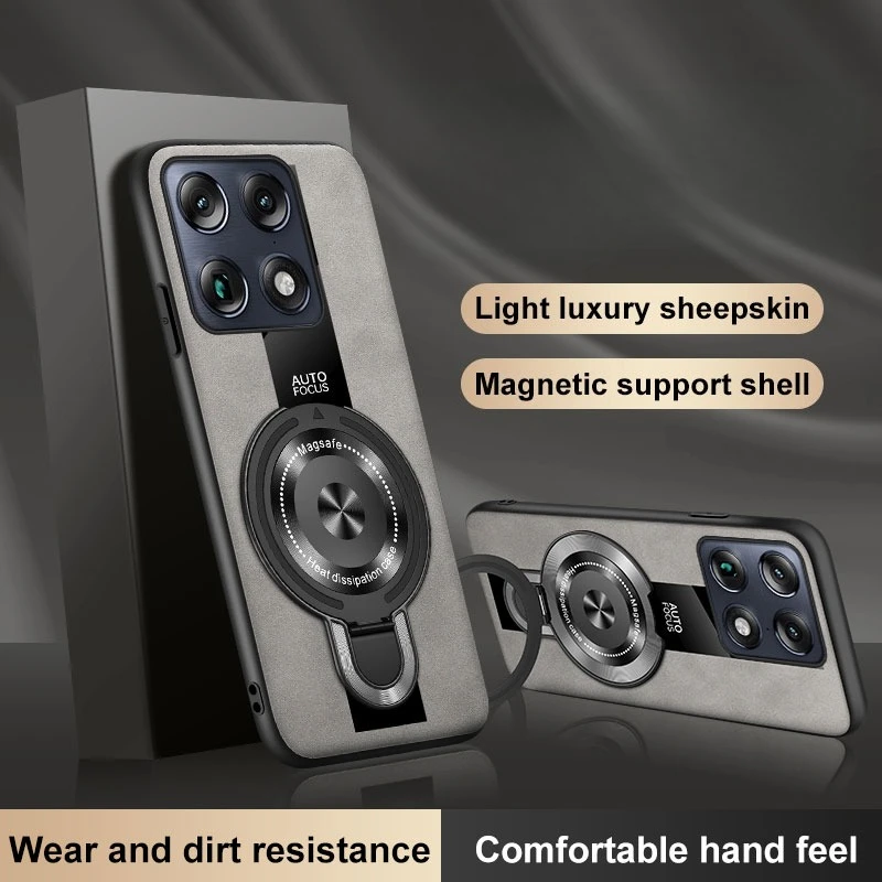 Luxury Leather Magnetic Stand Case for Smartphones - Skin-Friendly U-Shaped Cover