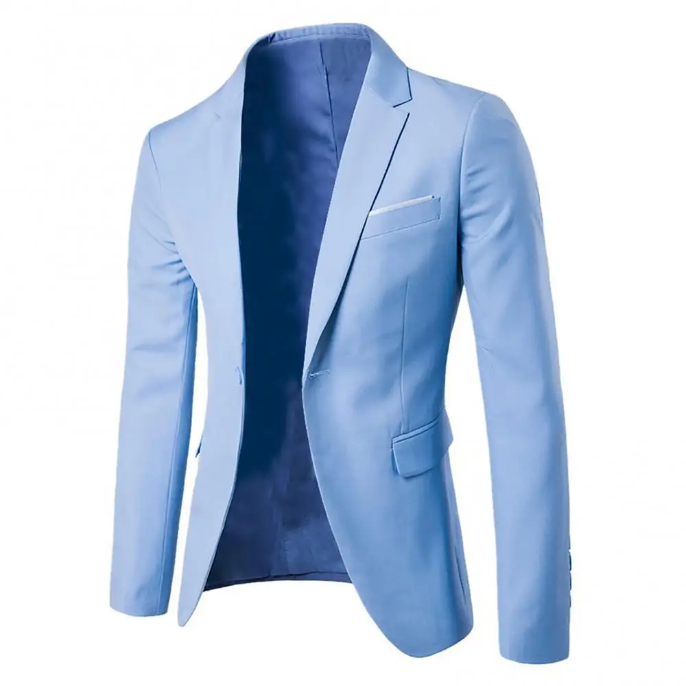 Wedding Set Vintage Men Solid Color Long Sleeve Lapel Slim Button Business Suit Men's Suit Groomsmen Regular Fit 2 Peice Set mens suit