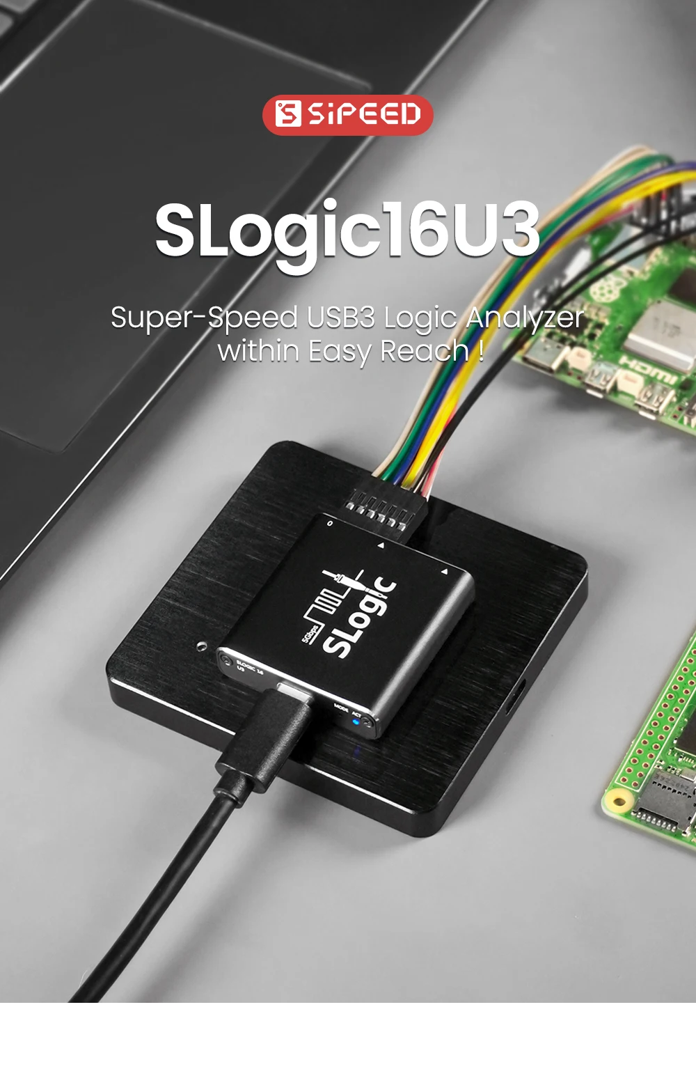 Sipeed SLogic16U3 16CH 800MS/s 5Gbps USB3 Logic Analyzer Adjustable Threshold WI