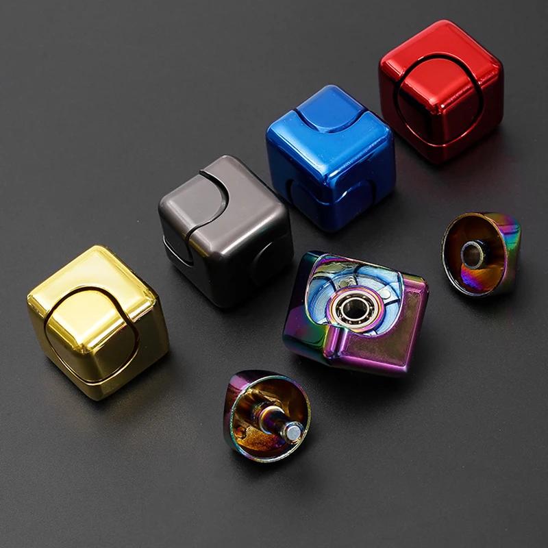 Metal Cube Rotating Fingertip Gyroscope Fidget Anti Stress Toys Adult Office Home Travel Portable Spinner Toys Christmas Gifts fidget spinner fidget spinners finger gyro toy fidget toys decompression tool toy fingertip stress relief toy fidget toy fingertip decompression toy