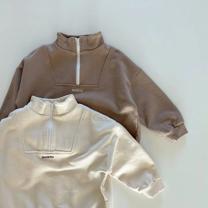 Description Picture 4 of item2025 Autumn New Baby Boy Girl Solid High Collar Zipper Sweatshirt Children Cotton Loose Casual Tops Kids Long Sleeve Clothes