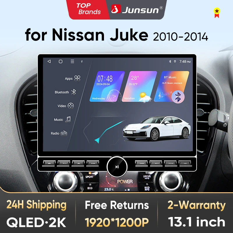 Radio para coche Junsun QLED inalámbrico de 13,1 pulgadas con CarPlay y Android para Nissan Juke F15 2010-2014, sistemas inteligentes DSP SWC RDS GPS FM 1