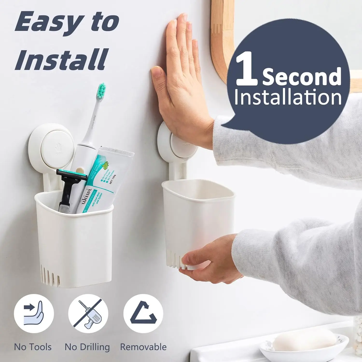 TAILI Wall Mounted Toothpaste Holder Drain Rack Toothpaste Toothbrush Storage Rack Bathroom Daily Necessities Organizer