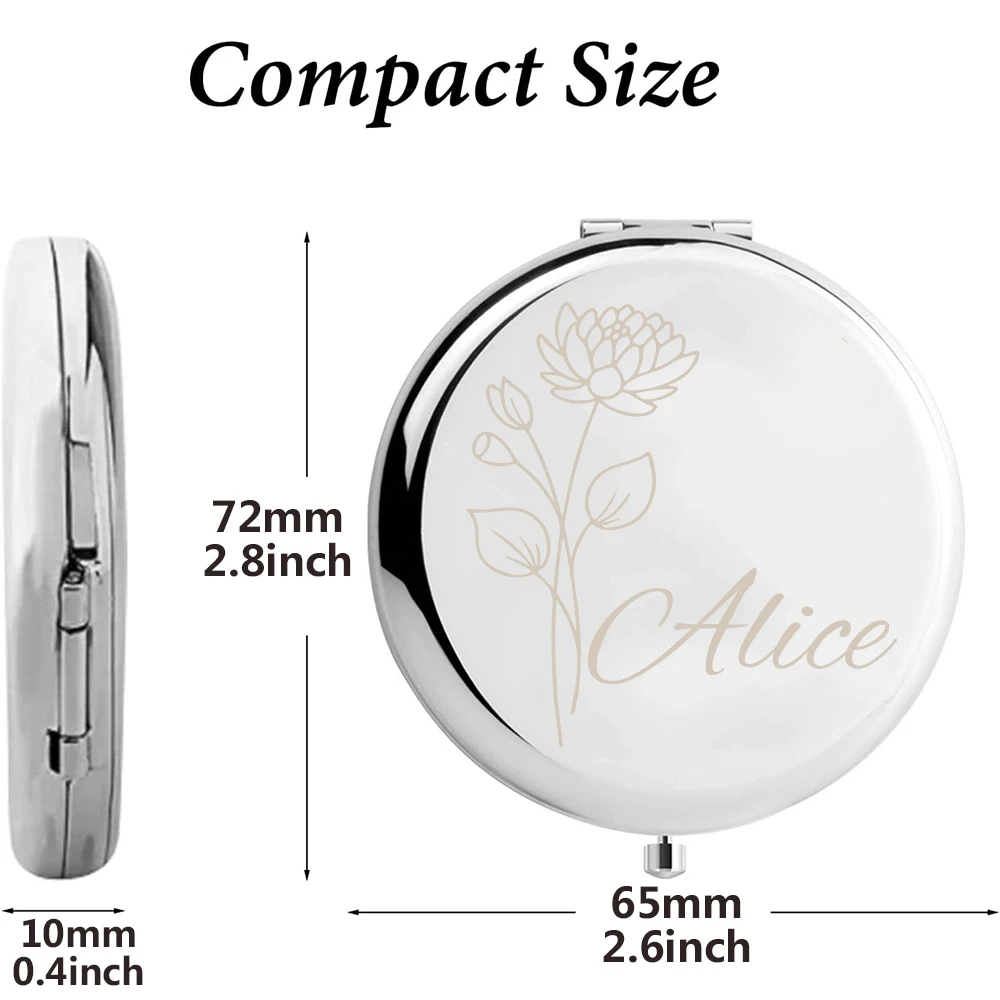 1 pc nice flower Text Laser engraving Mirror With Name Pocket Mirror Wedding Guest Gifts