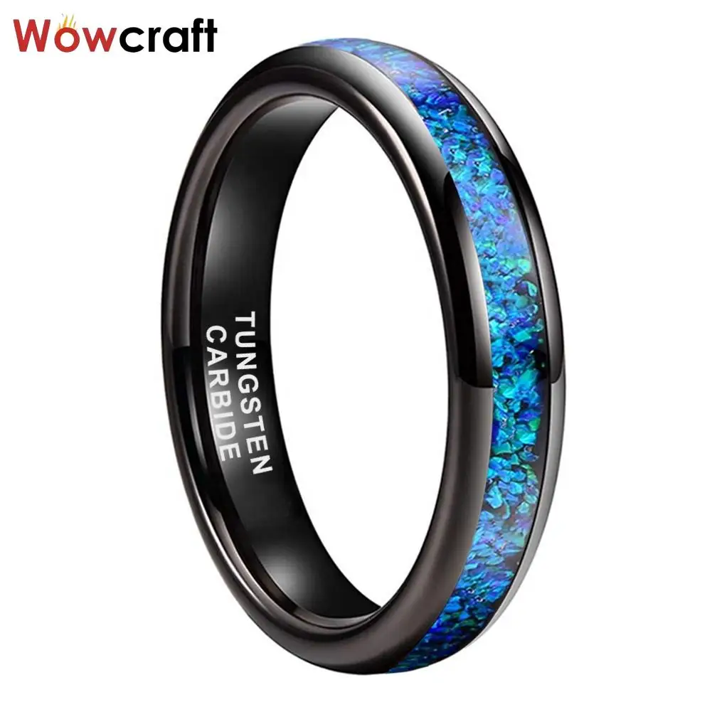 Bague En Carbure De Tungstène Bleue, Rouge, Verte Avec Fibre De Carbone - Zircon, Noire, Neuve Avec étiquettes